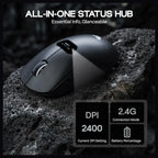 AULA SC390 Lightweight Gaming Mouse With Display Screen, PAW3311 Optical Sensor, Up To 20,000 DPI, 1000Hz Polling Rate, Bluetooth 2.4GHz Wireless and USB-C Wired, Black