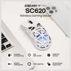 Aula SC620 Wireless Gaming Mouse, 3311 Sensor, Tri-Mode Wired 2.4GHz Wireless and Bluetooth, 67g Lightweight Honeycomb Shell, 400mAh Rechargeable Battery, White