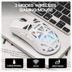 Aula SC620 Wireless Gaming Mouse, 3311 Sensor, Tri-Mode Wired 2.4GHz Wireless and Bluetooth, 67g Lightweight Honeycomb Shell, 400mAh Rechargeable Battery, White