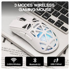 Aula SC620 Wireless Gaming Mouse, 3311 Sensor, Tri-Mode Wired 2.4GHz Wireless and Bluetooth, 67g Lightweight Honeycomb Shell, 400mAh Rechargeable Battery, White