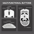 Aula SC620 Wireless Gaming Mouse, 3311 Sensor, Tri-Mode Wired 2.4GHz Wireless and Bluetooth, 67g Lightweight Honeycomb Shell, 400mAh Rechargeable Battery, White
