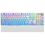 AULA F2088 Air Mechanical Gaming Keyboard, Tri-Mode BT5.0 2.4G Wireless and Type-C Wired, 98-Key Layout, Red Switch, Hot-Swappable Keys, Metal Rotary Knob, 20 Lighting Effects, White