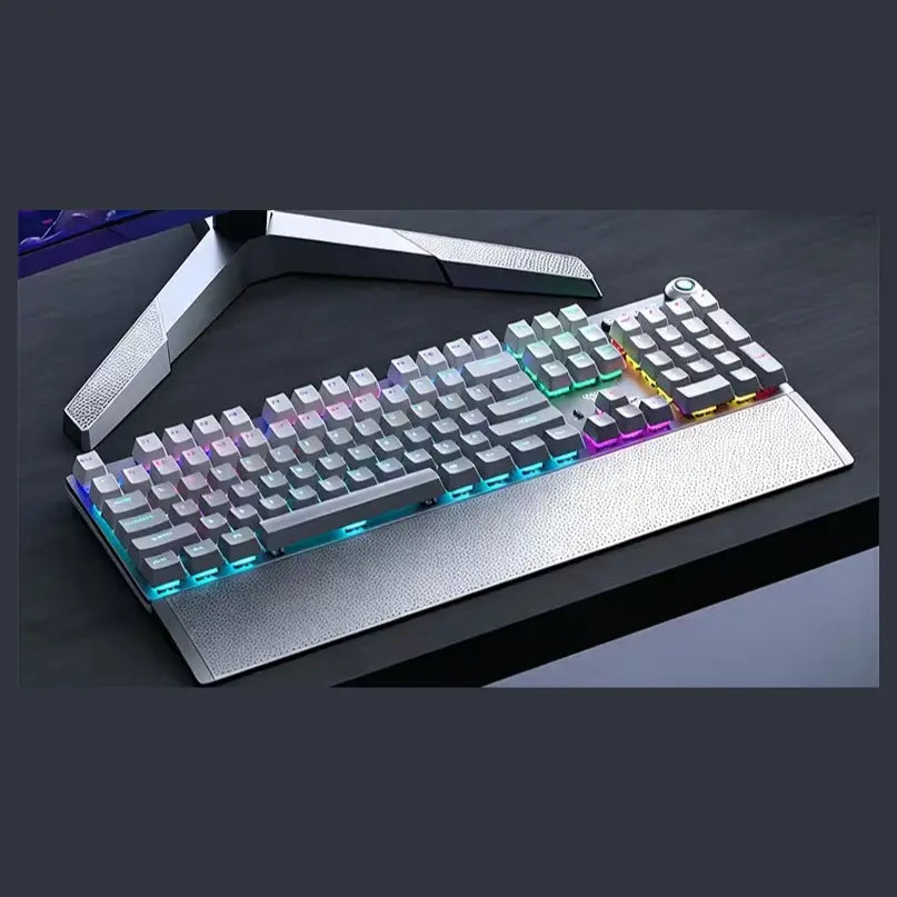 AULA F2088 Air Mechanical Gaming Keyboard, Tri-Mode BT5.0 2.4G Wireless and Type-C Wired, 98-Key Layout, Red Switch, Hot-Swappable Keys, Metal Rotary Knob, 20 Lighting Effects, White