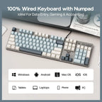 AULA S500 Wired Gaming Keyboard, 104 Keys Full Size Mechanical Keyboard with Number Pad, Blue Switch, NKRO, RGB Backlits, Shine Through Keycaps, Ergonomic, Blue and Grey