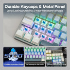 AULA S500 Wired Gaming Keyboard, 104 Keys Full Size Mechanical Keyboard with Number Pad, Blue Switch, NKRO, RGB Backlits, Shine Through Keycaps, Ergonomic, Blue and Grey