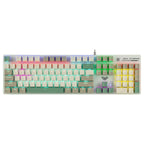 AULA S500 Wired Gaming Keyboard, 100% Full Size Mechanical Keyboard With Number Pad, 104 Keys, NKRO, RGB Backlits, Shine Through Keycaps, Red Switch, White and Green