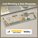 AULA S500 Wired Gaming Keyboard, 100% Full Size Mechanical Keyboard With Number Pad, 104 Keys, NKRO, RGB Backlits, Shine Through Keycaps, Red Switch, White and Green