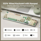 AULA S500 Wired Gaming Keyboard, 100% Full Size Mechanical Keyboard With Number Pad, 104 Keys, NKRO, RGB Backlits, Shine Through Keycaps, Red Switch, White and Green