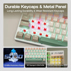 AULA S500 Wired Gaming Keyboard, 100% Full Size Mechanical Keyboard With Number Pad, 104 Keys, NKRO, RGB Backlits, Shine Through Keycaps, Red Switch, White and Green
