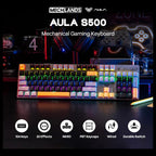 AULA S500 Wired Gaming Keyboard, 100% Full Size Mechanical Keyboard with Number Pad, 104 Keys, NKRO, RGB Backlits, Shine Through Keycaps, Ergonomic, Blue Switch, Black and Grey