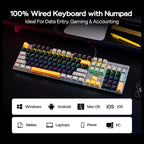 AULA S500 Wired Gaming Keyboard, 100% Full Size Mechanical Keyboard with Number Pad, 104 Keys, NKRO, RGB Backlits, Shine Through Keycaps, Ergonomic, Blue Switch, Black and Grey