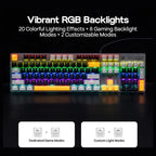 AULA S500 Wired Gaming Keyboard, 100% Full Size Mechanical Keyboard with Number Pad, 104 Keys, NKRO, RGB Backlits, Shine Through Keycaps, Ergonomic, Blue Switch, Black and Grey