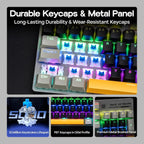 AULA S500 Wired Gaming Keyboard, 100% Full Size Mechanical Keyboard with Number Pad, 104 Keys, NKRO, RGB Backlits, Shine Through Keycaps, Ergonomic, Blue Switch, Black and Grey