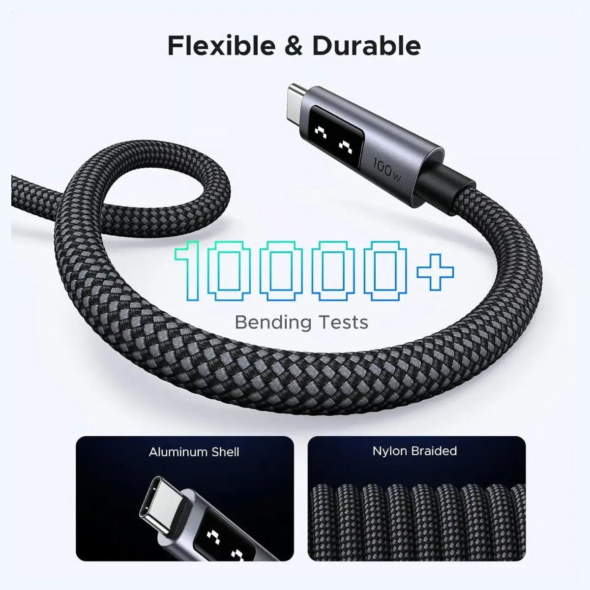UGREEN Uno 100W USB C to USB C Charger Cable, 1 Meter, 20V 5A Fast Charging, E-Marker Chip, 480Mbps Data Sync, Model 35501