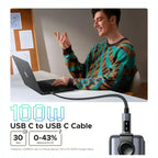 UGREEN Uno 100W USB C to USB C Charger Cable, 2 Meter, 20V 5A, E-Marker Chip, 480Mbps Data Sync, 35512