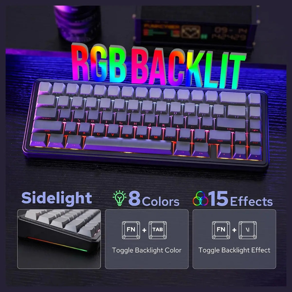EPOMAKER x Aula F65 65% Wireless Hot-Swappable Gasket Mechanical Keyboard, 67 Keys, Five-Layer Sound Dampening, Flex-Cut PC Plate, BT 2.4GHz and Wired USB, 4000mAh Battery, South-Facing RGB 1000Hz