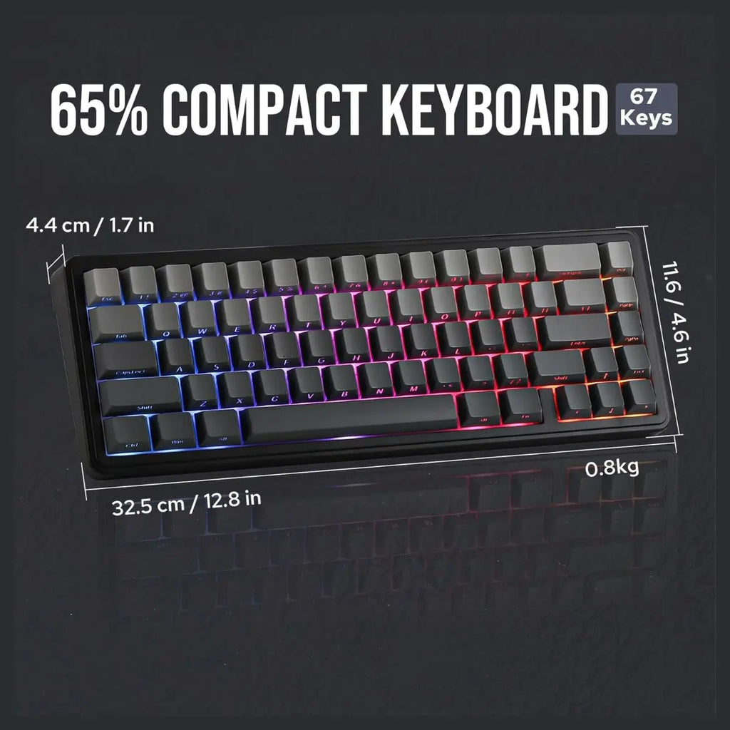 EPOMAKER x Aula F65 65% Wireless Hot-Swappable Gasket Mechanical Keyboard, 67 Keys, Five-Layer Sound Dampening, Flex-Cut PC Plate, BT 2.4GHz and Wired USB, 4000mAh Battery, South-Facing RGB 1000Hz