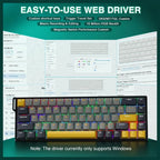 AULA WIN68 HE MAX Hall Effect Gaming Keyboard, Wing Chun Magnetic Switch, Adjustable Actuation 0.01mm-3.3mm, 8000Hz Polling Rate, 60% 68-Key Wired RGB Backlit, Grey and Yellow-Max Version