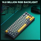 AULA WIN68 HE MAX Hall Effect Gaming Keyboard, Wing Chun Magnetic Switch, Adjustable Actuation 0.01mm-3.3mm, 8000Hz Polling Rate, 60% 68-Key Wired RGB Backlit, Grey and Yellow-Max Version