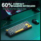 AULA WIN68 HE MAX Hall Effect Gaming Keyboard, Wing Chun Magnetic Switch, Adjustable Actuation 0.01mm-3.3mm, 8000Hz Polling Rate, 60% 68-Key Wired RGB Backlit, Grey and Yellow-Max Version