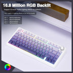 AULA F75 Pro Wireless Mechanical Keyboard, 75% 81-Key Hot Swappable, Tri-Mode Bluetooth 5.0 2.4GHz USB Wired, 4000mAh Battery, 16.8 Million RGB, Star Vector Switch, Gradient Purple