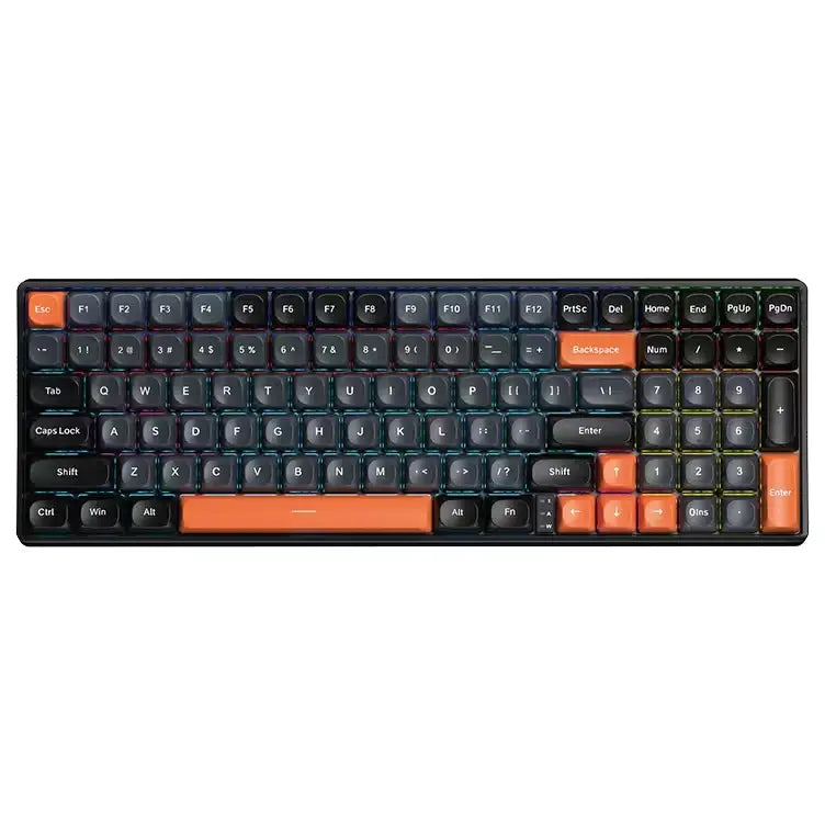AULA S100 Pro Mechanical Keyboard, Wireless Tri-Mode BT 2.4G Wired, Fully Hot-Swappable Keys, 95% Layout, Red Switch, Light Grey Black and Orange
