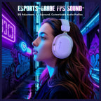 ATTACK SHARK L30 PRO Wireless Gaming Headset, Tri-Mode Connectivity 2.4GHz Bluetooth 3.5mm AUX, 7.1 Surround Sound, 50mm Drivers, 20ms Low Latency, 1100mAh Battery, White