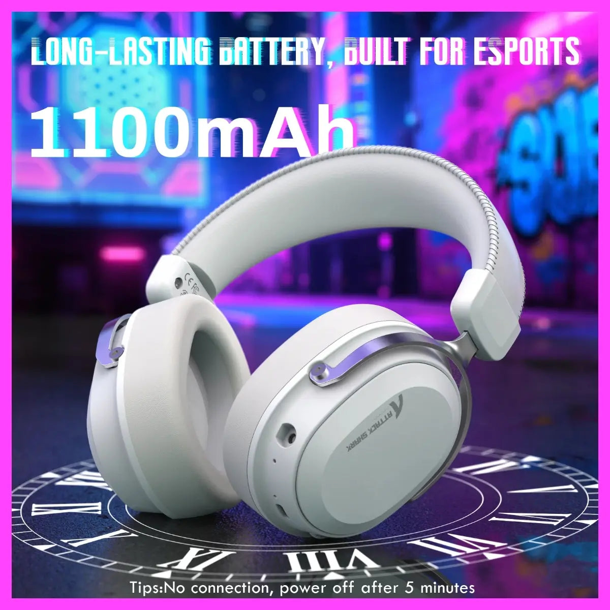 ATTACK SHARK L30 PRO Wireless Gaming Headset, Tri-Mode Connectivity 2.4GHz Bluetooth 3.5mm AUX, 7.1 Surround Sound, 50mm Drivers, 20ms Low Latency, 1100mAh Battery, White