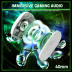 ATTACK SHARK L80 PRO Wireless Gaming Headset, 20ms Low Latency, Dual Microphone System, 40mm Speaker Drivers, Bluetooth 5.3 2.4GHz and Wired, 300mAh Battery, White