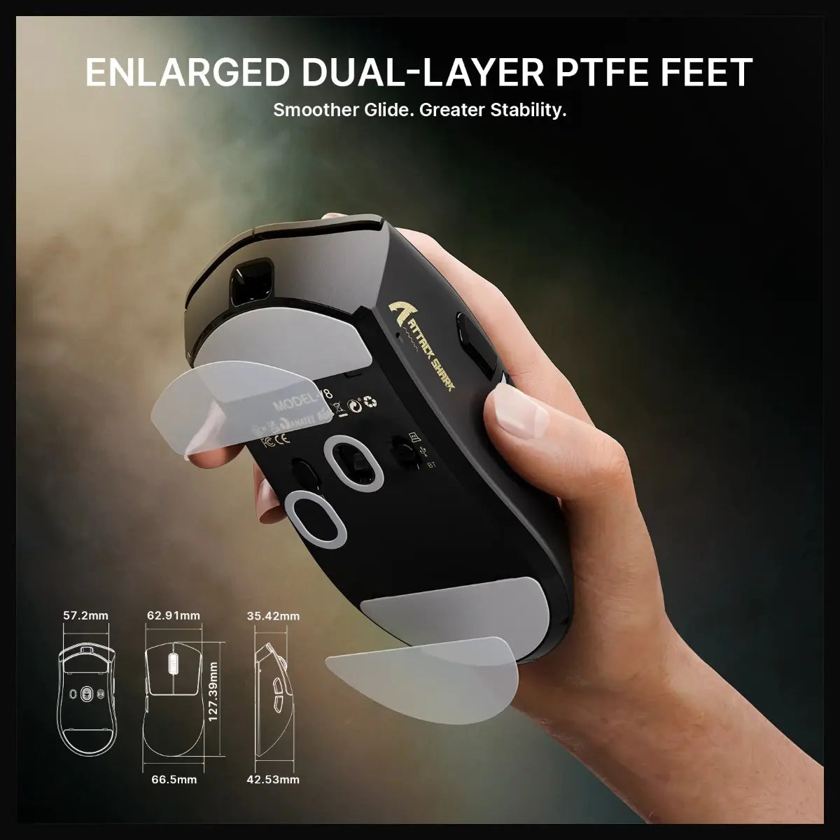 ATTACK SHARK V8 Ultra-Light Ergonomic Wireless Gaming Mouse, PAW3950MAX Sensor, Up to 42000 DPI, Dual 8000Hz Polling Rate Wireless and Wired, Black