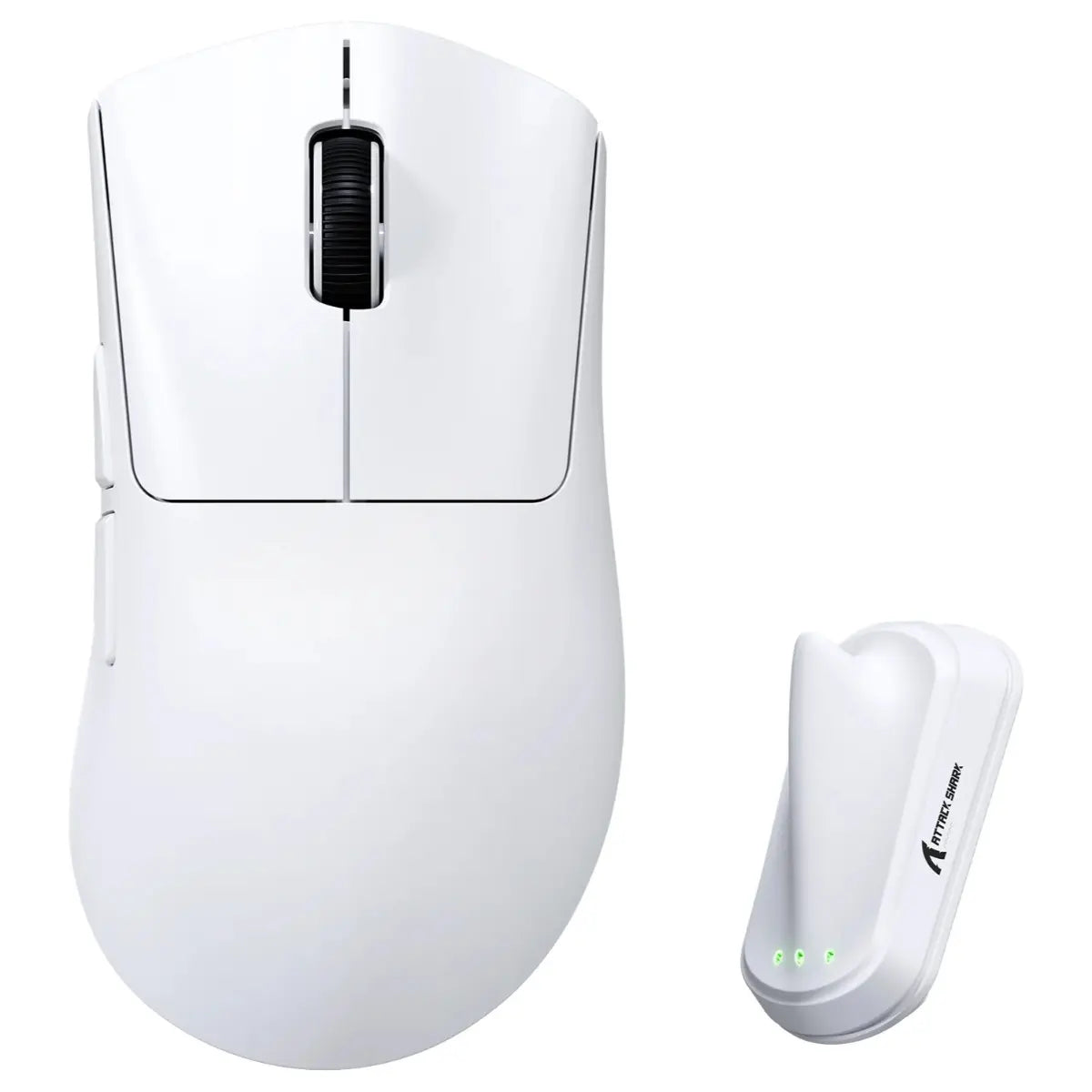 ATTACK SHARK V8 Ultra-Light Ergonomic Wireless Gaming Mouse, PAW3950MAX Sensor, Up to 42000 DPI, Dual 8000Hz Polling Rate Wireless and Wired, 59+-3g, White