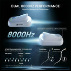 ATTACK SHARK V8 Ultra-Light Ergonomic Wireless Gaming Mouse, PAW3950MAX Sensor, Up to 42000 DPI, Dual 8000Hz Polling Rate Wireless and Wired, 59+-3g, White