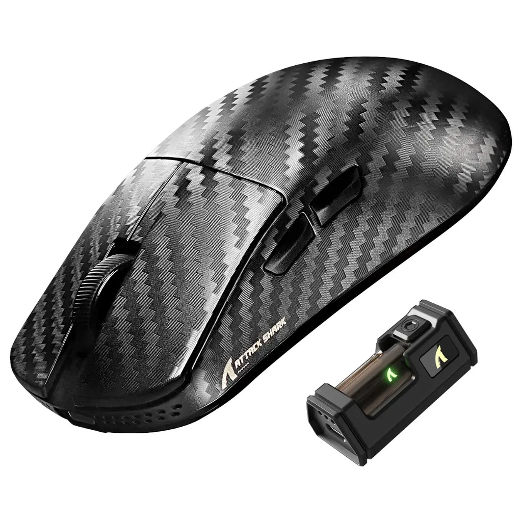 ATTACK SHARK R11 ULTRA Carbon Fiber Wireless Gaming Mouse, PAW3950MAX Sensor, Wireless 8000Hz Polling Rate, 49g Superlight, Omron Optical Micro Switches, Weave Black