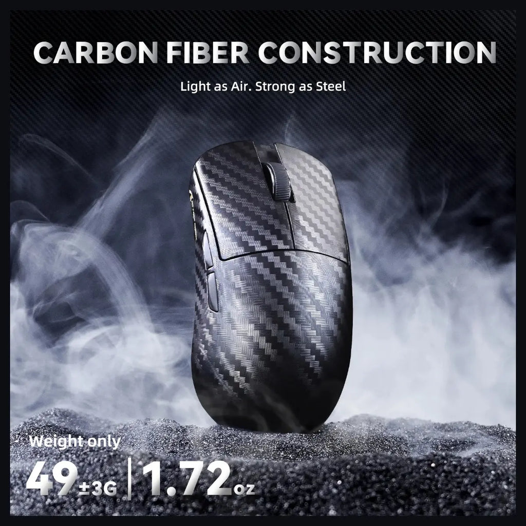 ATTACK SHARK R11 ULTRA Carbon Fiber Wireless Gaming Mouse, PAW3950MAX Sensor, Wireless 8000Hz Polling Rate, 49g Superlight, Omron Optical Micro Switches, Weave Black