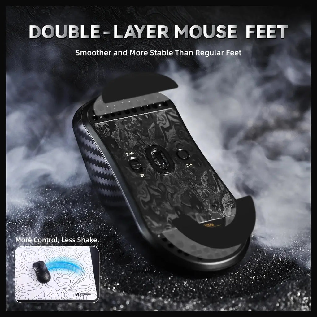 ATTACK SHARK R11 ULTRA Carbon Fiber Wireless Gaming Mouse, PAW3950MAX Sensor, Wireless 8000Hz Polling Rate, 49g Superlight, Omron Optical Micro Switches, Weave Black