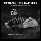 ATTACK SHARK R11 ULTRA Carbon Fiber Wireless Gaming Mouse, PAW3950MAX Sensor, Wireless 8000Hz Polling Rate, 49g Superlight, Omron Optical Micro Switches, Weave Black