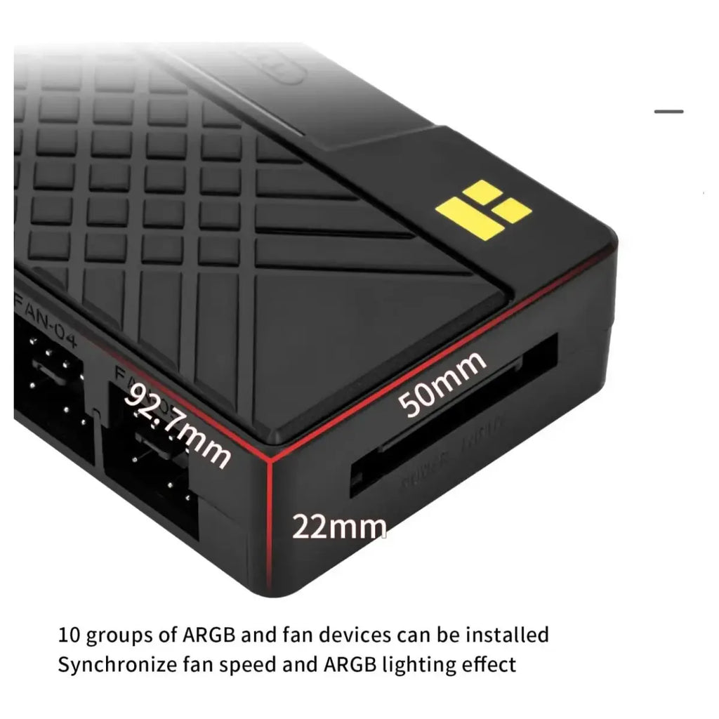 Thermalright ARGB and Fan HUB X10 10-Port All-in-One Controller, 10 PWM Fan and 10 ARGB Headers, 5V 3-Pin ARGB and 4-Pin PWM Compatibility, SATA Powered, IR Remote Control, Black
