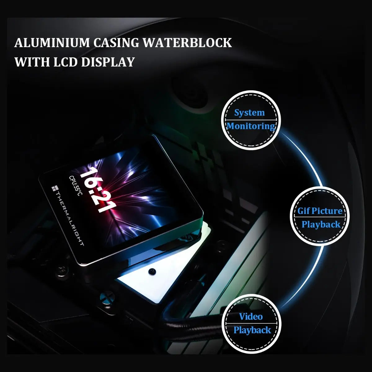 Thermalright Grand Vision 360 ARGB CPU AIO Cooler, 3.4 Inch IPS LCD 480x480, 360mm Aluminum Radiator, 120mm PWM Fan, for AM4 and AM5 and Intel LGA1700 and 1851, Black