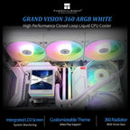 Thermalright GRAND Vision 360 ARGB White CPU AIO Cooler, 360 Specification Water Cooler System, 3.4 Inch IPS LCD 480x480, for AM4 and AM5 and Intel LGA1700 and 1851, White