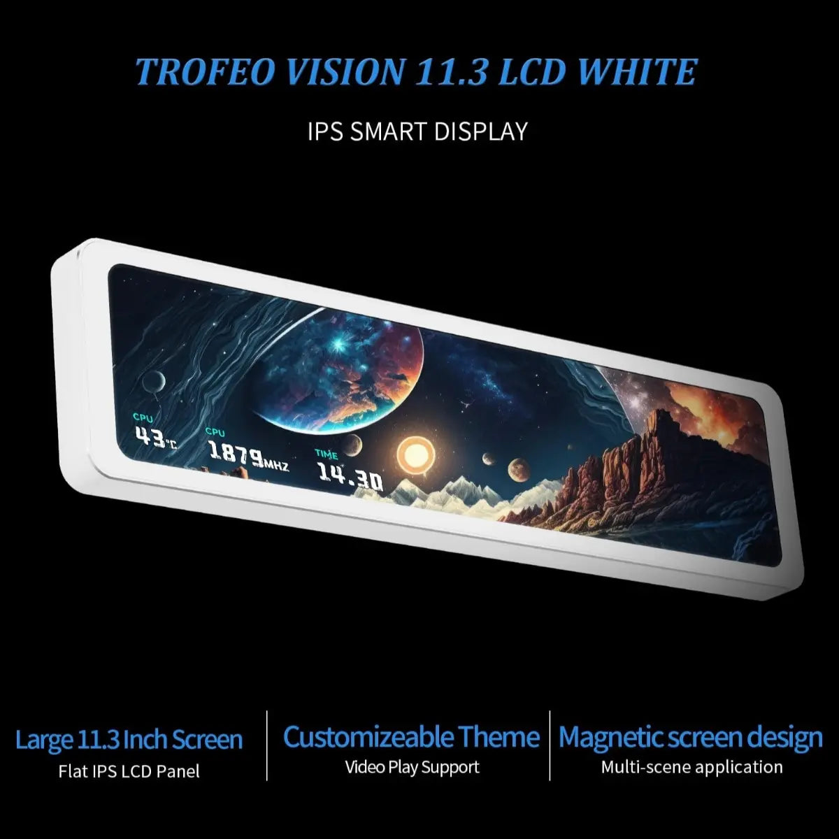 Thermalright TROFEO Vision 11.3 LCD, 11.3 Inch IPS Display, 1920x400 Resolution, USB Type-C Real-Time Monitoring, White