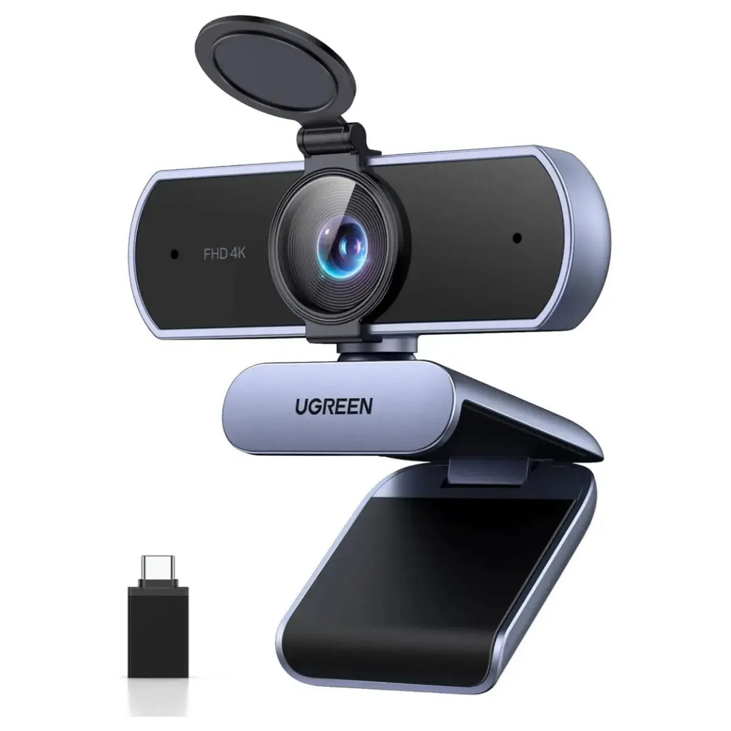 UGREEN 4K Webcam for PC, 8MP CMOS 4K/30FPS, 1080P 60FPS, PDAF Autofocus, Dual Microphones, Privacy Cover, 70 Degree FOV, USB A to USB C Adapter, Plug and Play, 65381