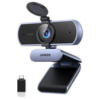UGREEN 4K Webcam for PC, 8MP CMOS 4K/30FPS, 1080P 60FPS, PDAF Autofocus, Dual Microphones, Privacy Cover, 70 Degree FOV, USB A to USB C Adapter, Plug and Play, 65381