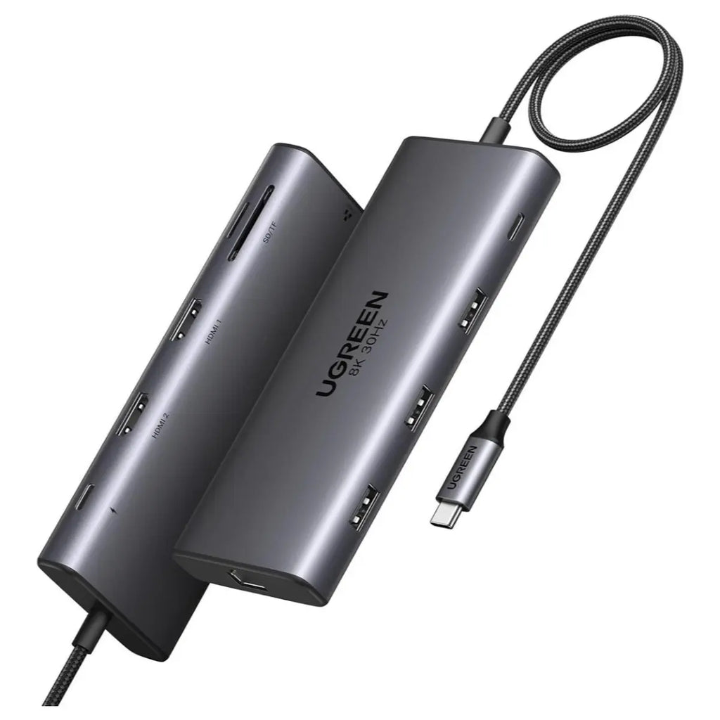 Ugreen Revodok Pro 210 Docking Station, 10-in-1 USB-C Dock Dual HDMI 4K@60Hz Single 8K@30Hz, 100W PD, 5Gbps USB-C and USB-A Data Ports, Gigabit Ethernet, SD and TF Card Reader, 15534