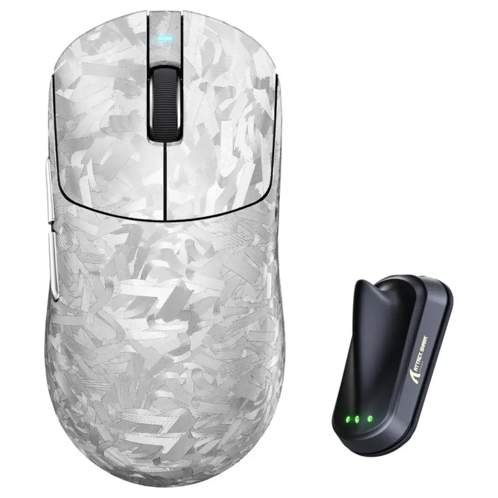 ATTACK SHARK RS3 ULTRA Carbon Fiber Wireless Gaming Mouse, PAW3955MAX Sensor, 52000 DPI, 8000Hz Polling, Omron Optical Switches, Silver