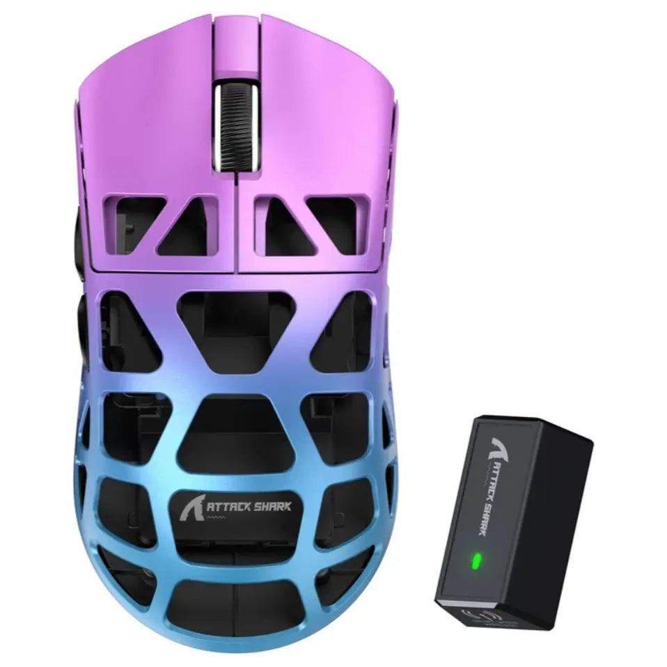 ATTACK SHARK R3 Magnesium Alloy Wireless Gaming Mouse, 46g Superlight, 8000Hz Wireless Polling Rate, PixArt PAW3395 Sensor, Up to 26000 DPI, Purple Blue