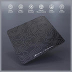 Attack Shark CM05 Contour Glass Gaming Mousepad, Nano-Micro-Etched Texture, Smooth Glass Surface, High Accuracy Fast-Moving, Anti-Scratch, PU Leather Non-Slip Base, 450x400mm, Black Contour