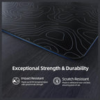 Attack Shark CM05 Contour Glass Gaming Mousepad, Nano-Micro-Etched Texture, Smooth Glass Surface, High Accuracy Fast-Moving, Anti-Scratch, PU Leather Non-Slip Base, 450x400mm, Black Contour