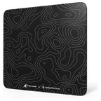 Attack Shark CM05 Contour Glass Gaming Mousepad, Nano-Micro-Etched Texture, Smooth Glass Surface, High Accuracy Fast-Moving, Anti-Scratch, PU Leather Non-Slip Base, 450x400mm, Black Contour