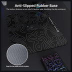 Attack Shark CM05 Contour Glass Gaming Mousepad, Nano-Micro-Etched Texture, Smooth Glass Surface, High Accuracy Fast-Moving, Anti-Scratch, PU Leather Non-Slip Base, 450x400mm, Black Contour