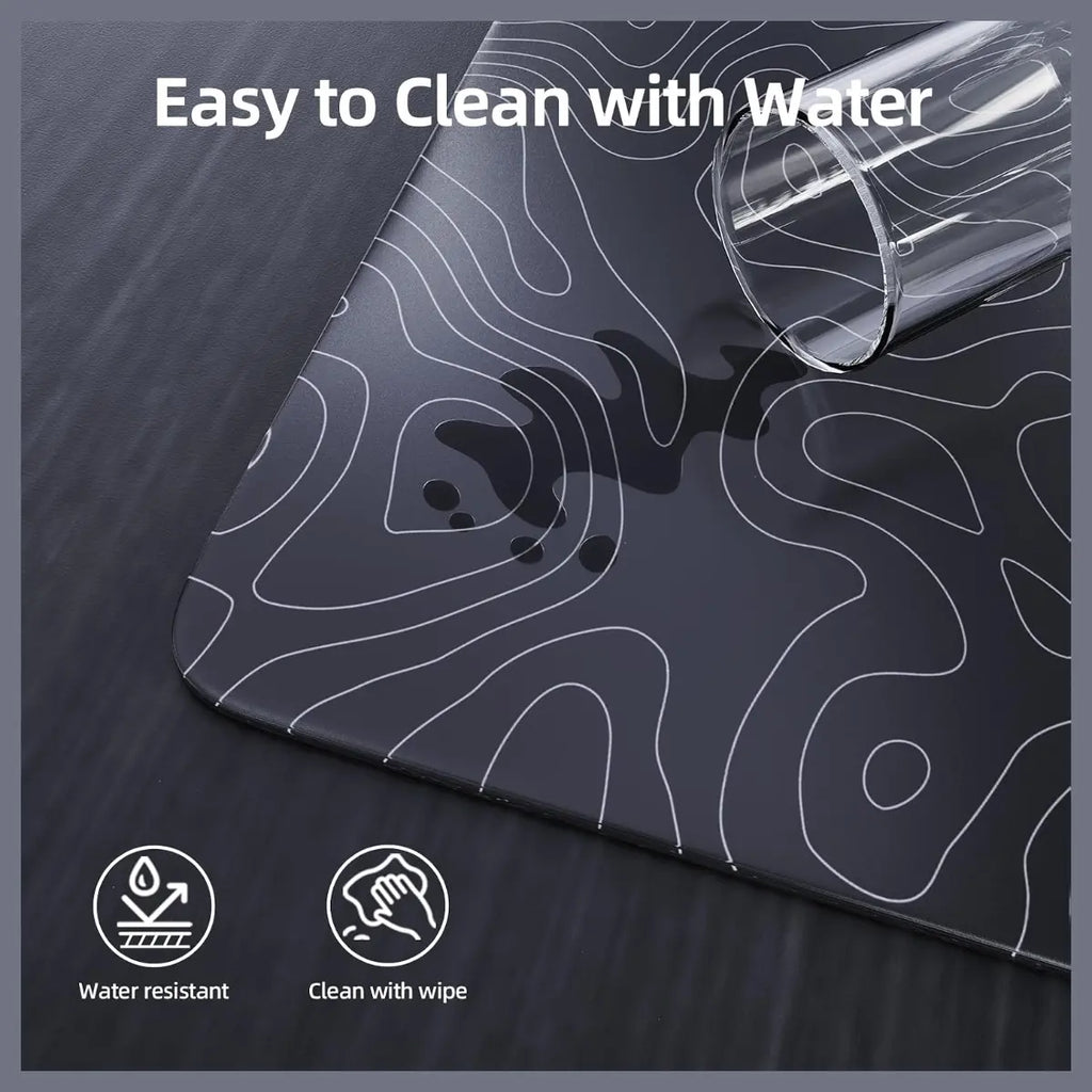 Attack Shark CM05 Contour Glass Gaming Mousepad, Nano-Micro-Etched Texture, Smooth Glass Surface, High Accuracy Fast-Moving, Anti-Scratch, PU Leather Non-Slip Base, 450x400mm, Black Contour